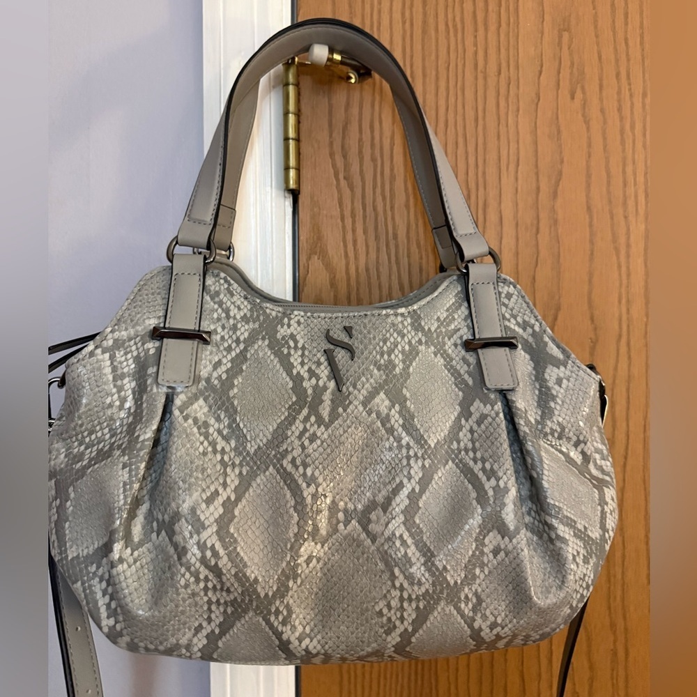 Simply Vera Vera Wang Gray Python Snakeskin Print Satchel/crossbody Bag